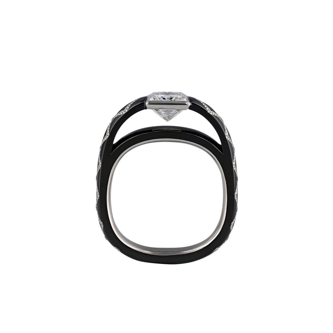 Knightsteel and Platinum Firemark Princess Cut Diamond Ring