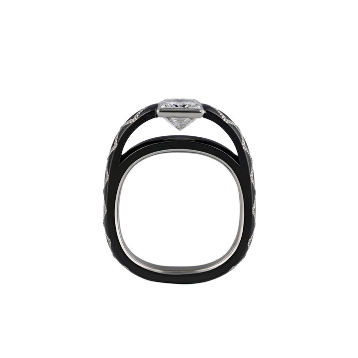 Knightsteel and Platinum Firemark Princess Cut Diamond Ring