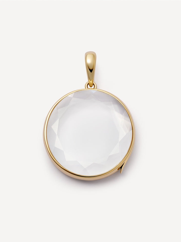 14K Large Round Locket on 18" 14K Paperclip Chain