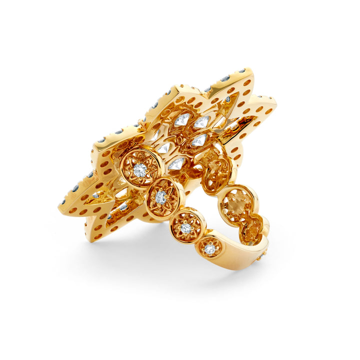 20K Yellow Gold & Diamond Mandala Ring