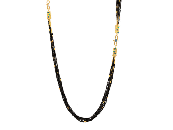 One-of-a-Kind = Multiple Looks!  24K Yellow Gold & Black Spinel 7 Strand Necklace