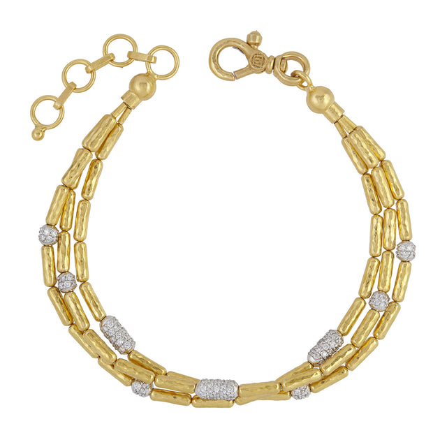 24K Yellow Gold Triple Strand Vertigo Diamond Bracelet