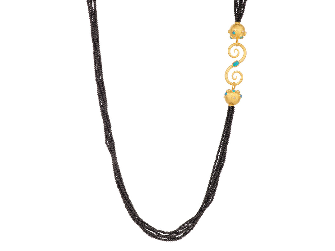 One of a Kind 24K/22K Yellow Gold  &  Black Spinel Necklace