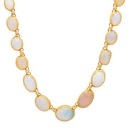 24K Yellow Gold One of a Kind Ethiopian Opal and Diamond Necklace