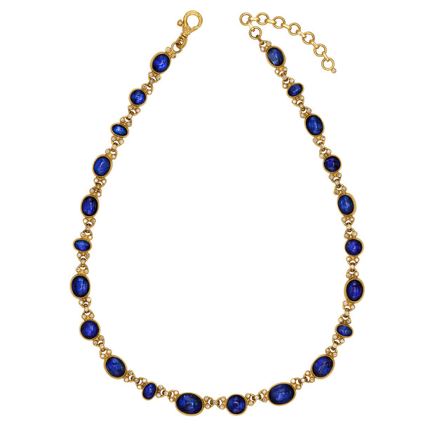 24K Yellow Gold One of a Kind Kyanite and Diamond Necklace