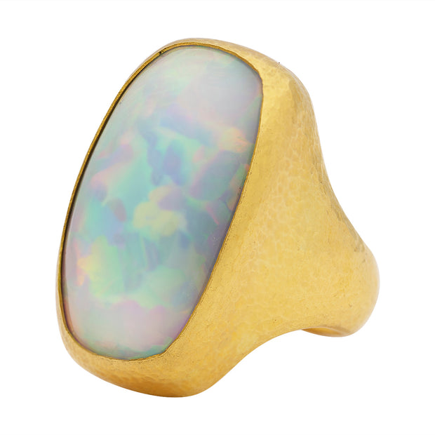 24K Yellow Gold One of a Kind Ethiopian Opal Ring