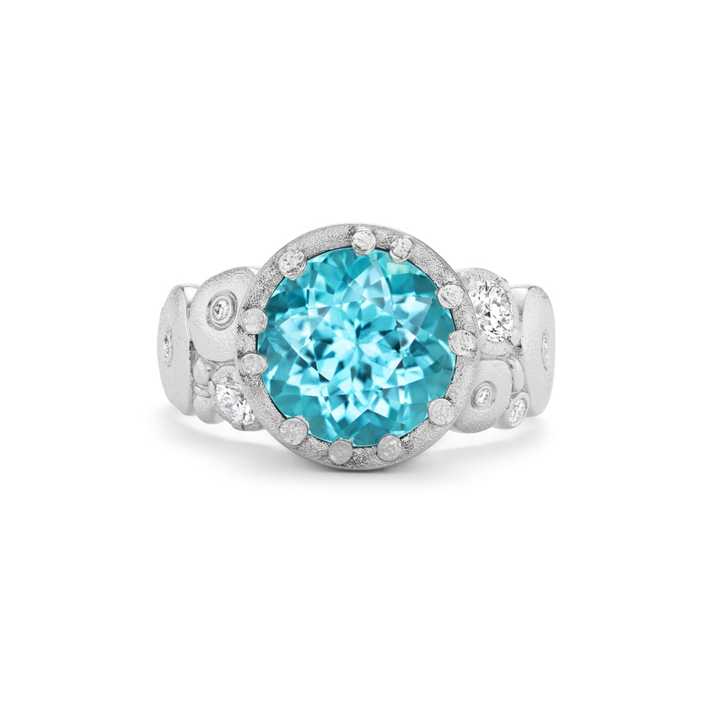 One of a Kind, Platinum "Orchard" Paraiba Tourmaline &  Diamond Ring