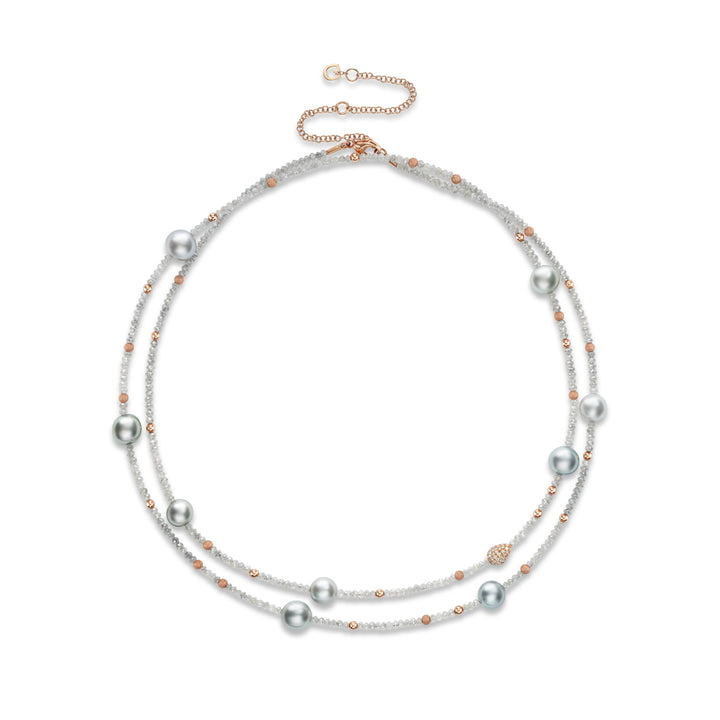 18K Rose Gold,  Tahitian Pearl &  Diamond Necklace