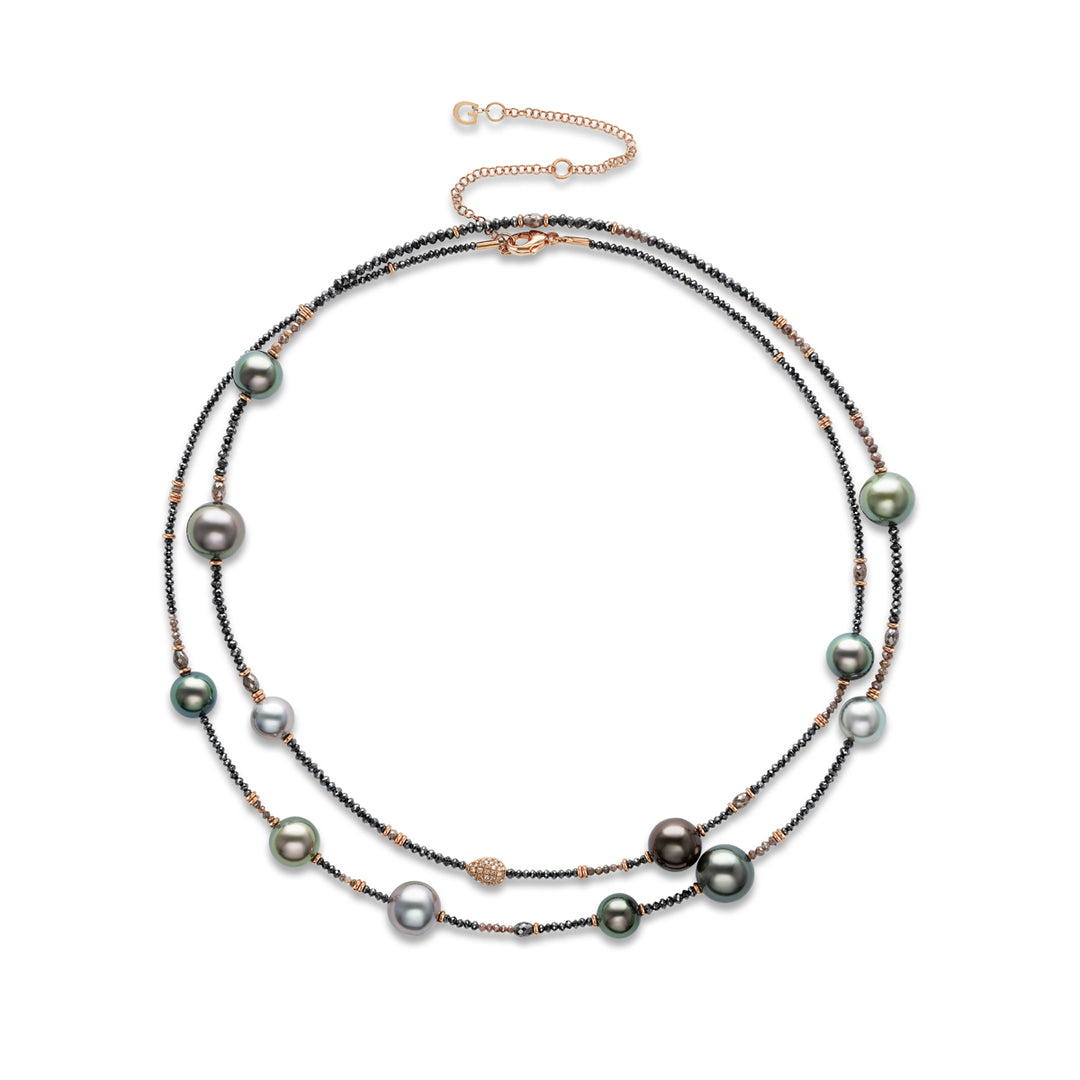 18K Rose Gold, Marutea Tahitian Pearl & Diamond Necklace