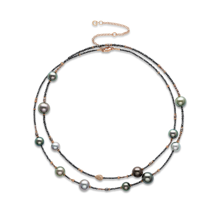 18K Rose Gold, Marutea Tahitian Pearl & Diamond Necklace