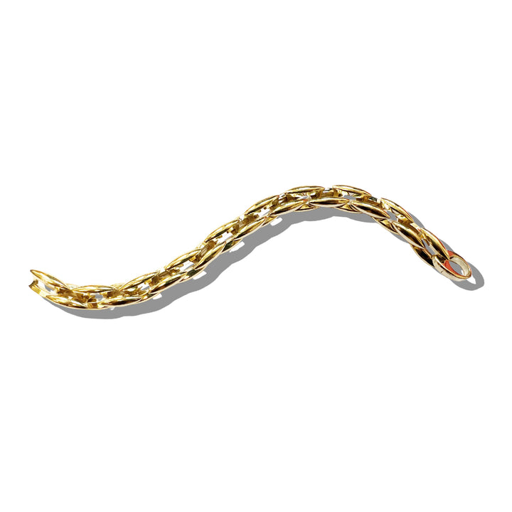 18K Yellow Gold Large Pistachio Bracelet. 8.25"