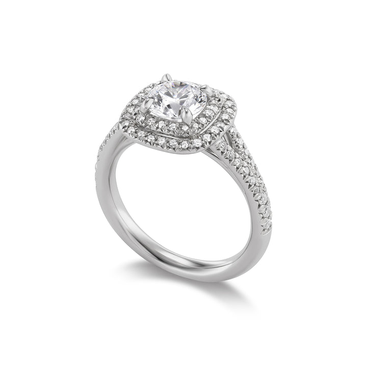 Platinum Pave Diamond Double Halo Liberty Engagement Ring