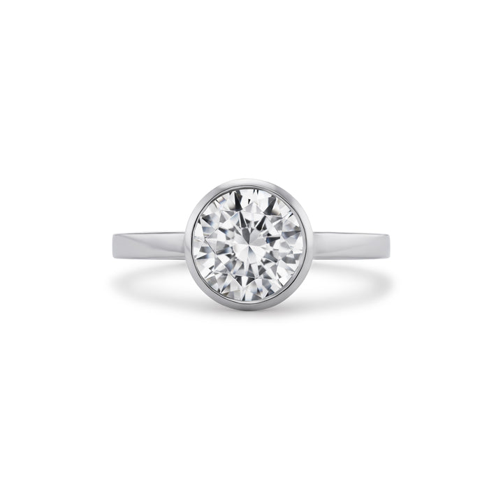 Platinum Modern Bezel-Set Diamond Engagement Ring