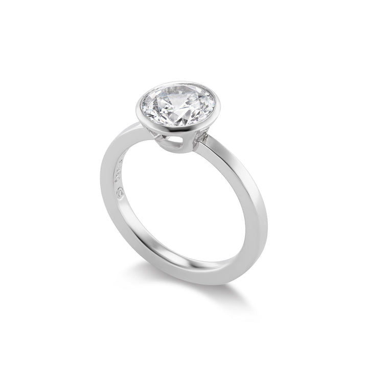 Platinum Modern Bezel-Set Diamond Engagement Ring