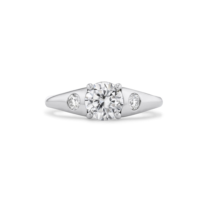 Platinum Small Madison Engagement Ring with Side Diamonds