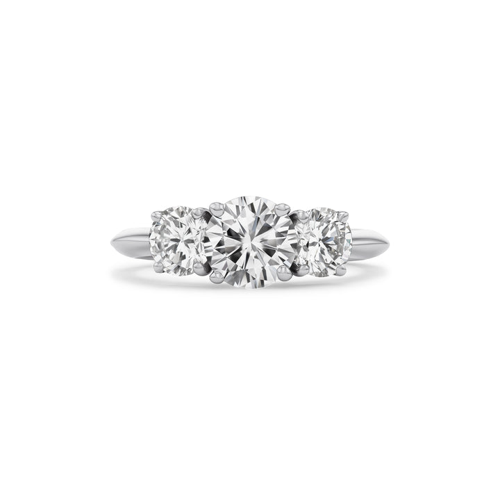 Platinum Three-Stone Round Brilliant Cut Natural Diamond Ring