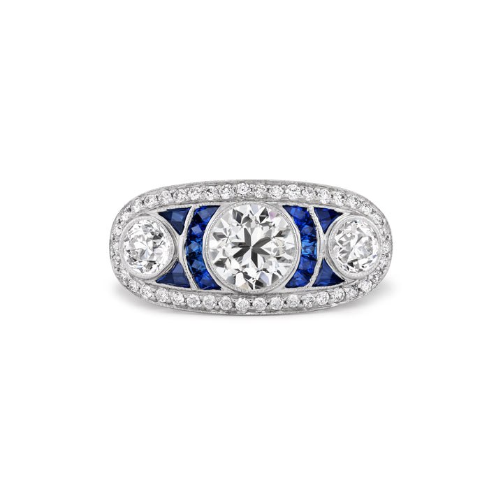 Platinum,  Sapphire &  3 Diamond Ring