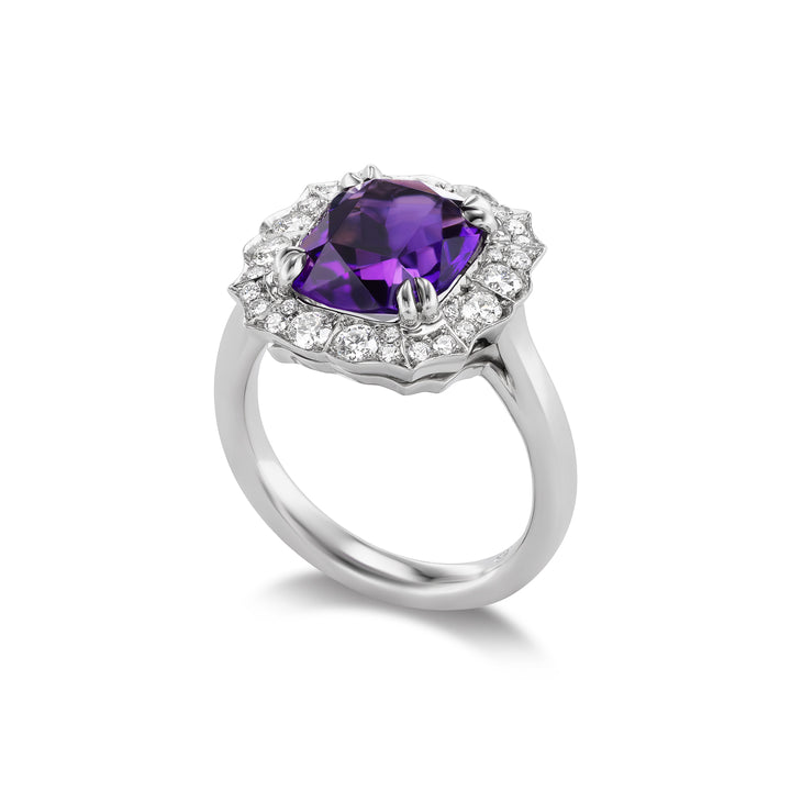 Platinum Amethyst and Pave Diamonds Hyde Ring 