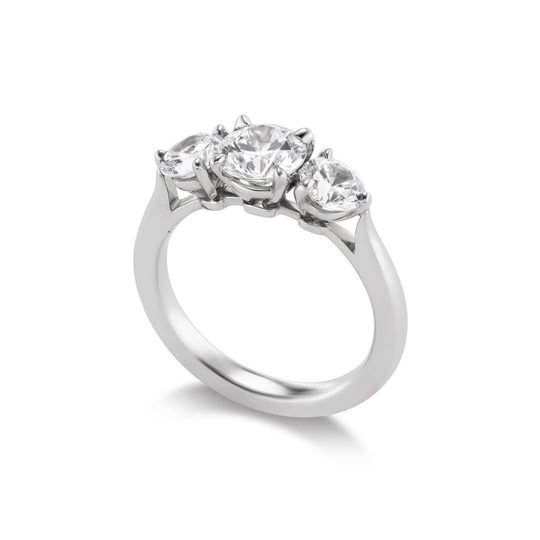 Platinum Greenwich 3 Stone Engagement Ring Side View