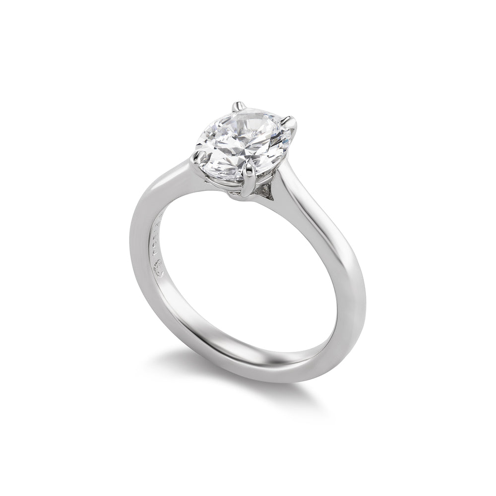 Platinum Greenwich Oval Diamond Solitaire Engagement Ring Side View