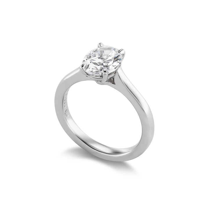 Platinum Greenwich Oval Diamond Solitaire Engagement Ring Side View