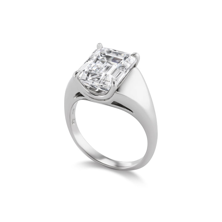 Platinum Jumbo Sculptural Madison Engagement Ring Side View