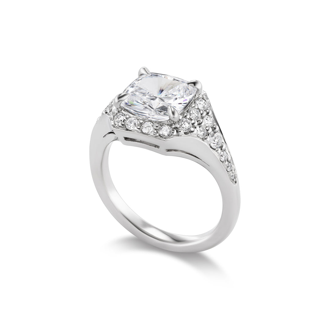 Platinum Large "Monroe" Ring with Diamonds Side View