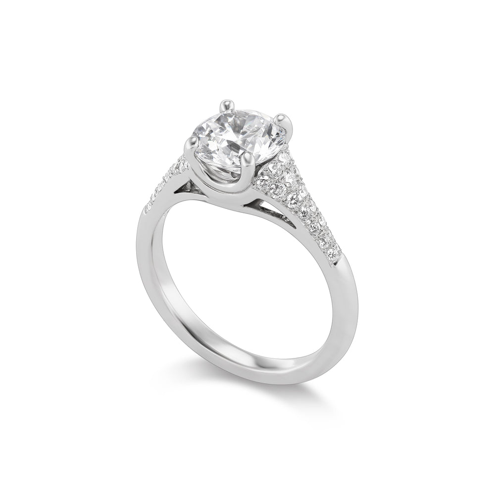 Platinum Medium Sculptural Madison Pave Diamond Engagement Ring Side View