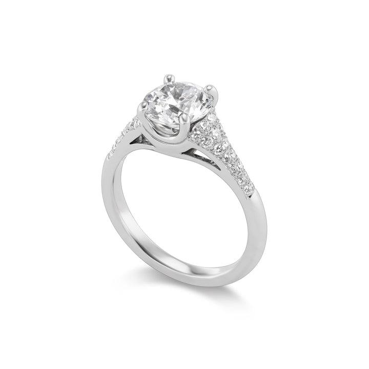 Platinum Medium Sculptural Madison Pave Diamond Engagement Ring Side View