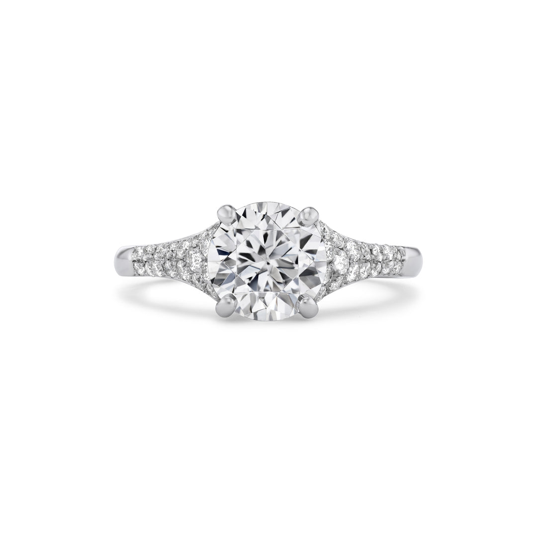 Platinum Medium Sculptural Madison Pave Diamond Engagement Ring Stone