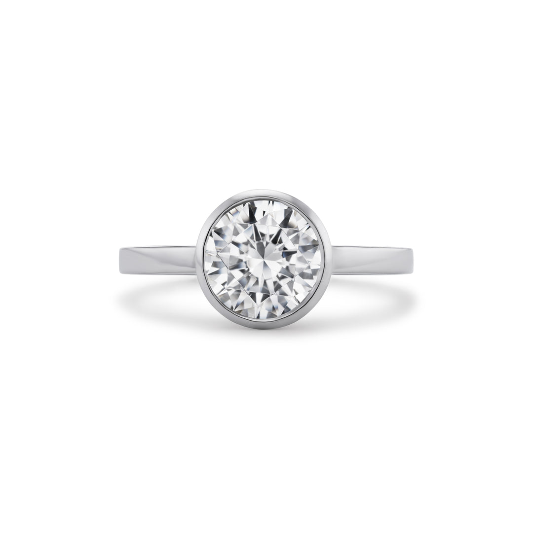 Platinum Modern Bezel-Set Diamond Engagement Ring Stone
