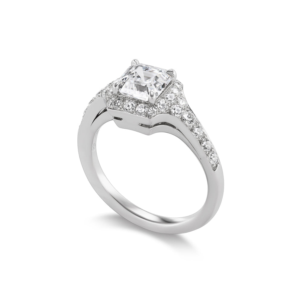 Platinum "Monroe" Ring with Diamonds Side View