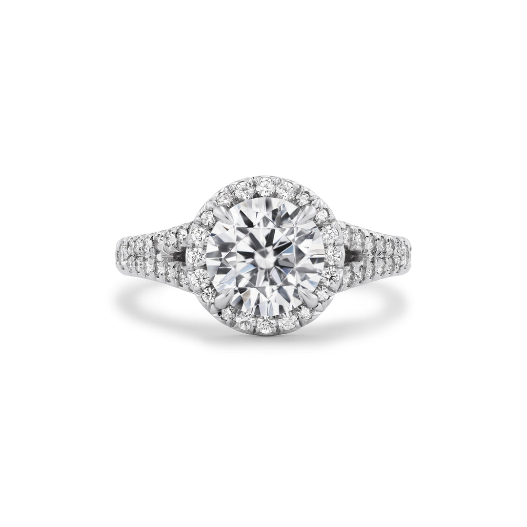 Platinum Pave Diamond Halo Engagement Ring Stone