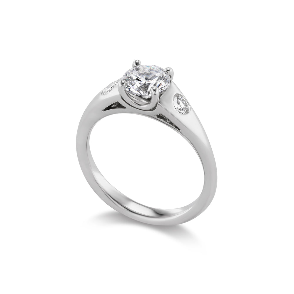 Platinum Small Madison Engagement Ring with Side Diamonds Side View