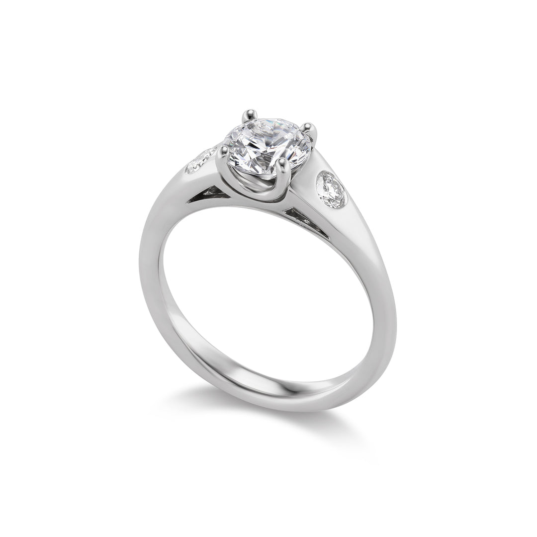 Platinum Small Madison Engagement Ring with Side Diamonds Side View