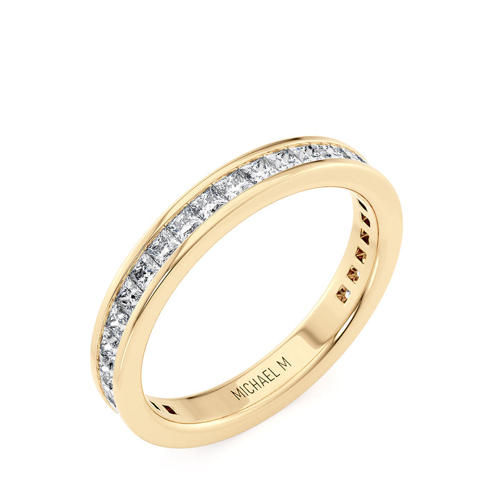 18K Yellow Gold Channel-Set Princess Cut Diamond Eternity Band