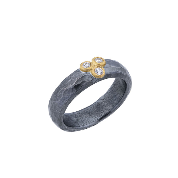 Oxidized Silver "Random Walk" Diamond Band