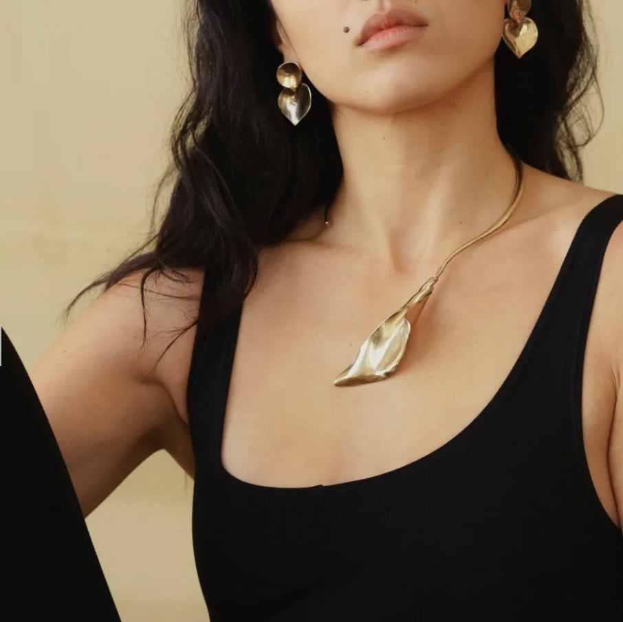 Sterling  Silver Calla Lily Collar Necklace