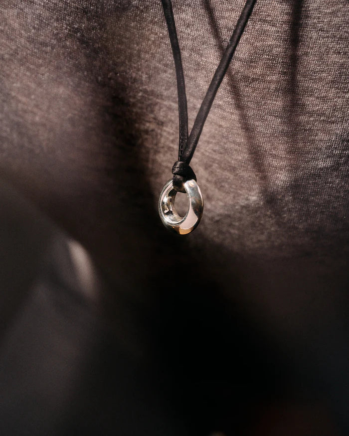 "Moza" Sterling Silver Pendant on Silk Cord