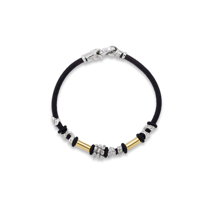 Sterling Silver and 18K Yellow Gold 3mm Leather Bracelet