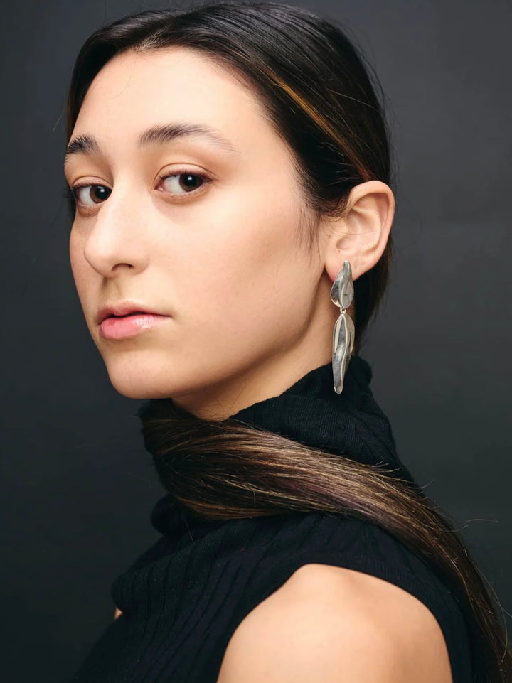 Sterling Silver Sculptural Naiad Earrings