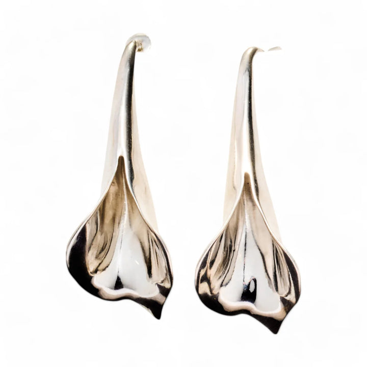 Sterling Silver Sculptural Calla Lily Earrings