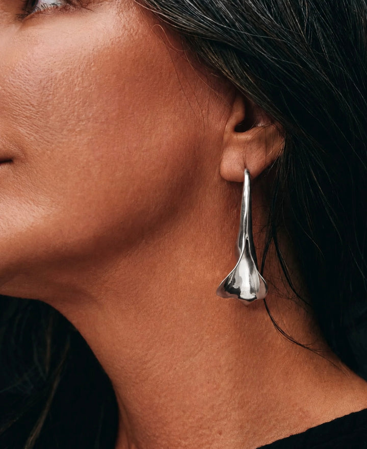 Sterling Silver Sculptural Calla Lily Earrings
