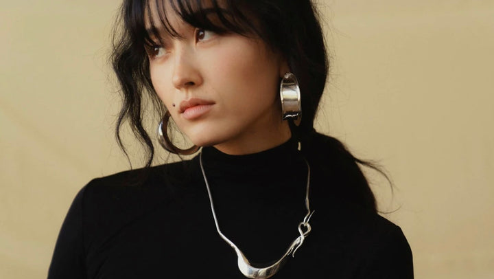 Sterling Silver Wide Mezza Hoop Earrings