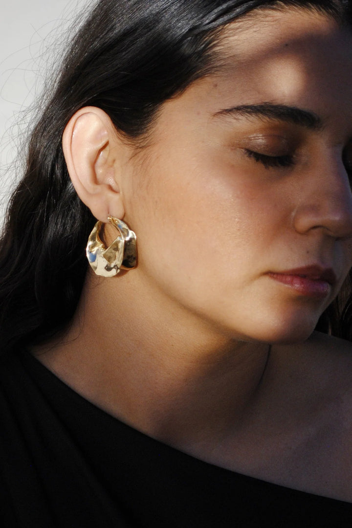 Sterling Silver "Georgia" Elevated Hoop Earrings