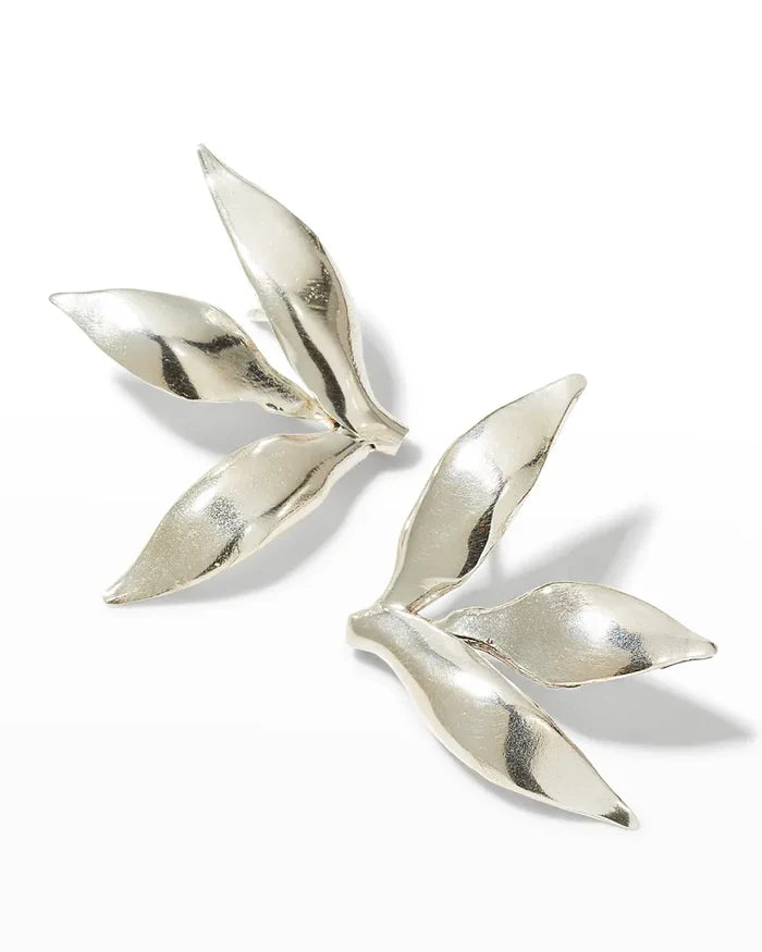Sterling Silver Suwa Laurel Leaf Earrings