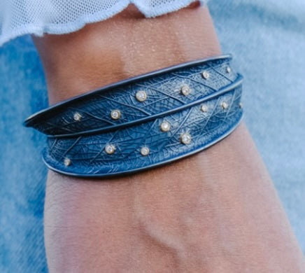 Oxidized Sterling Silver & 24K Yellow Gold "Machka Park" Open Cuff