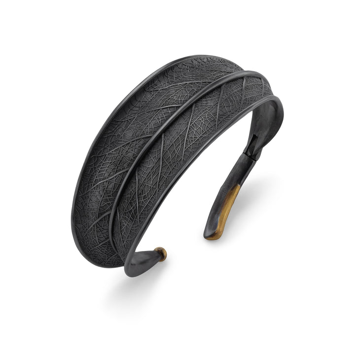 Oxidized Sterling Silver & 24K Yellow Gold "Machka Park" Open Cuff