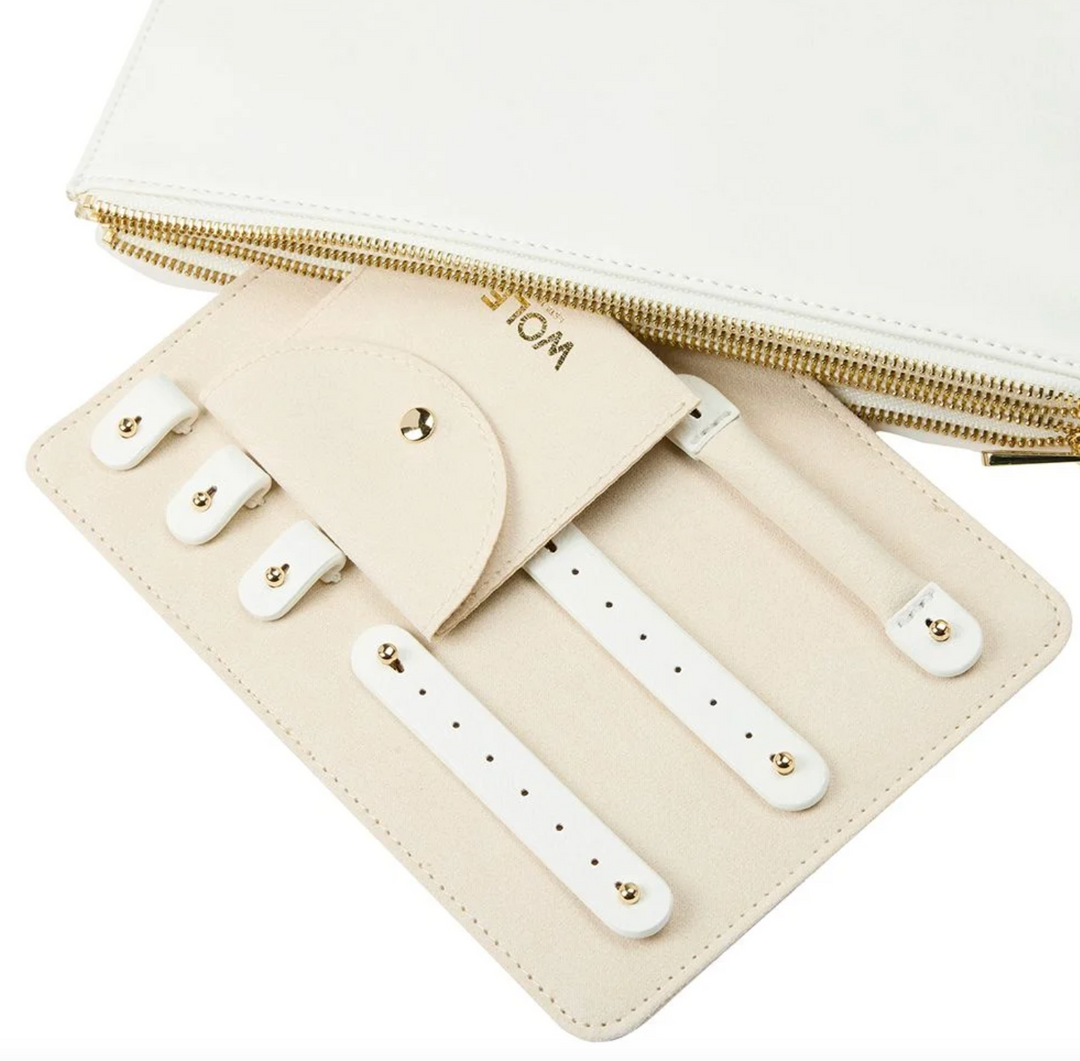Set of three double zip jewelry pouches