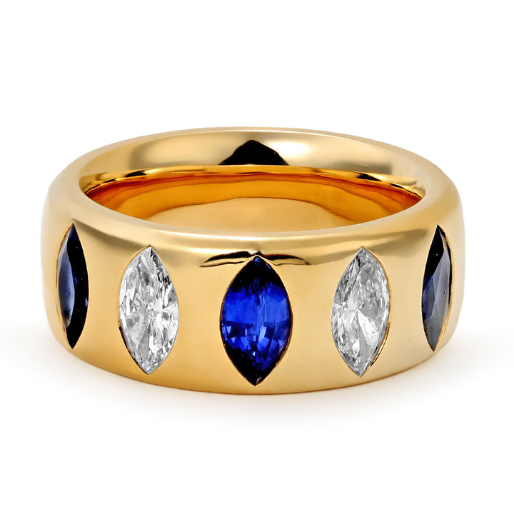 18K Yellow Gold Guardian Ring with Sapphires & Diamonds